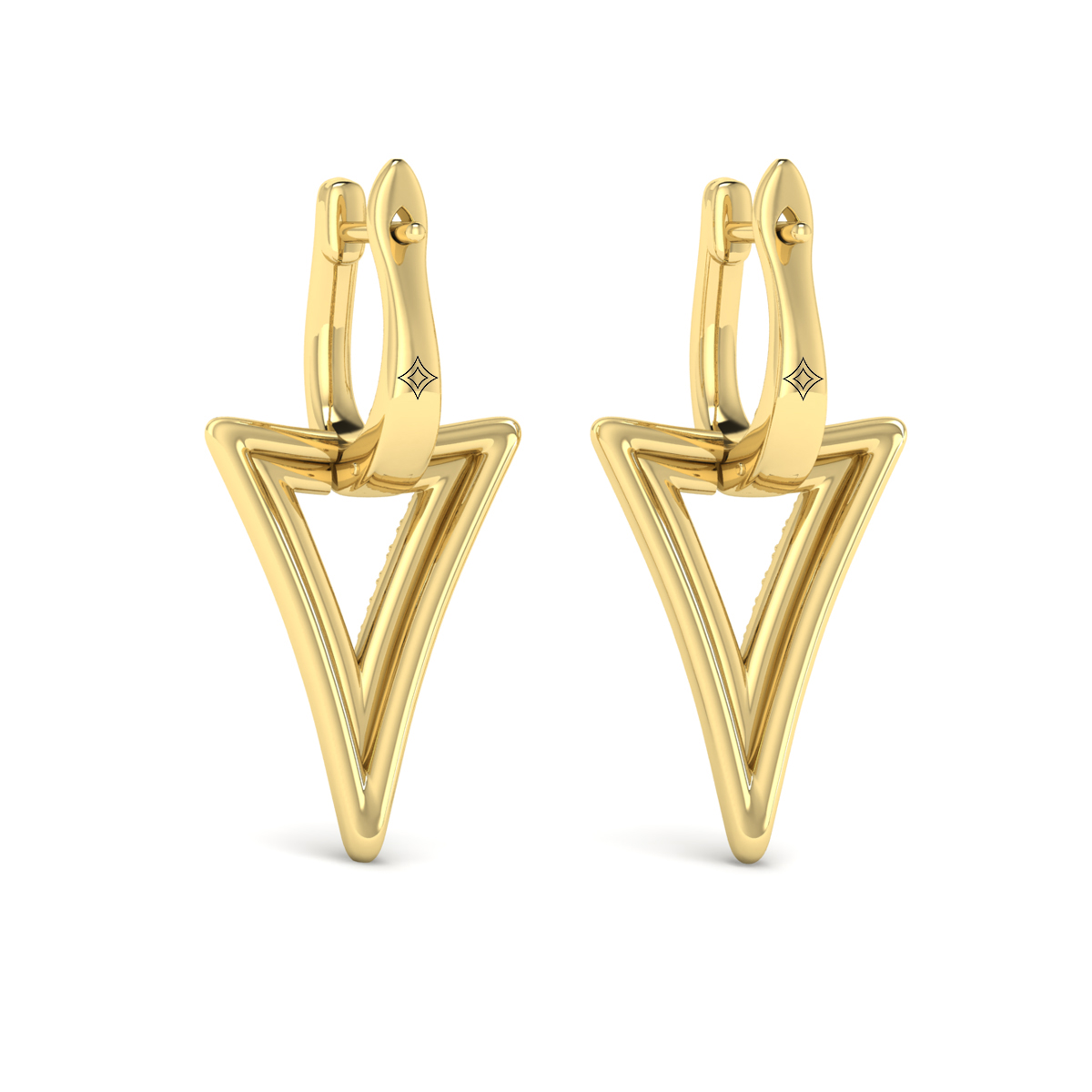 Diamond Open Double Trinity Huggie Earrings