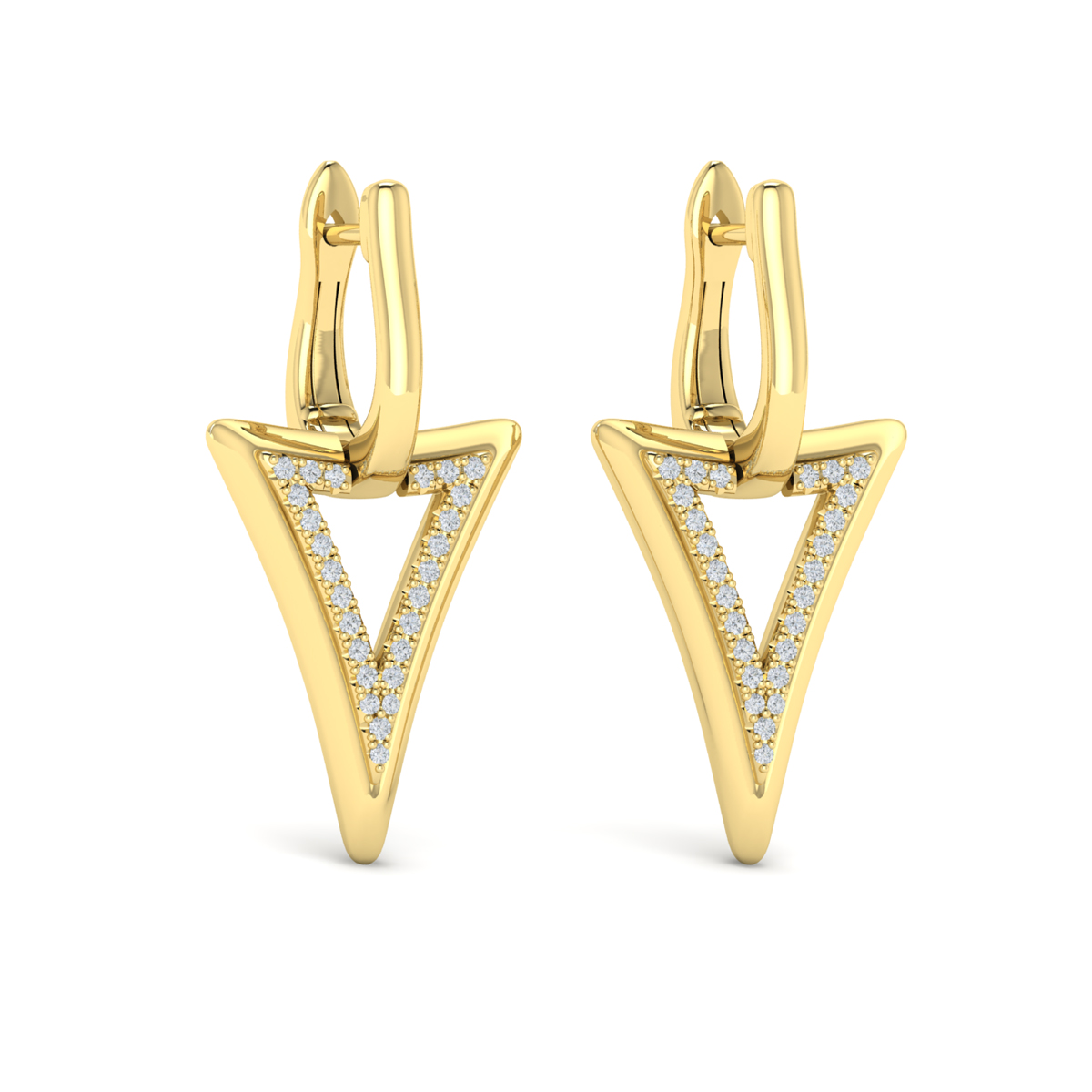 Diamond Open Double Trinity Huggie Earrings