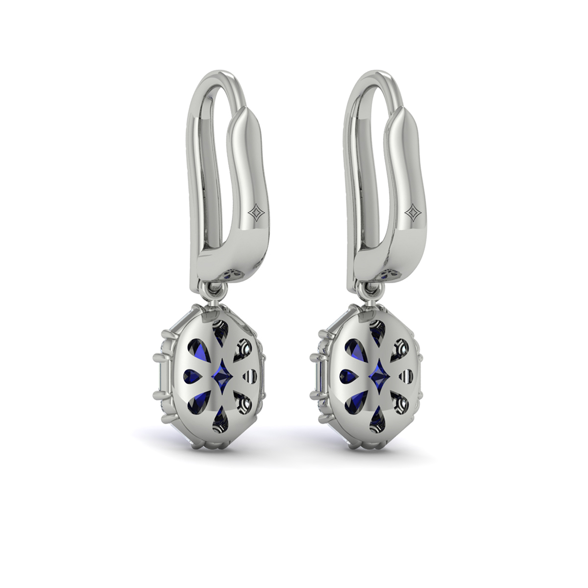 Oval Sapphire and Diamond Baguette Earrings