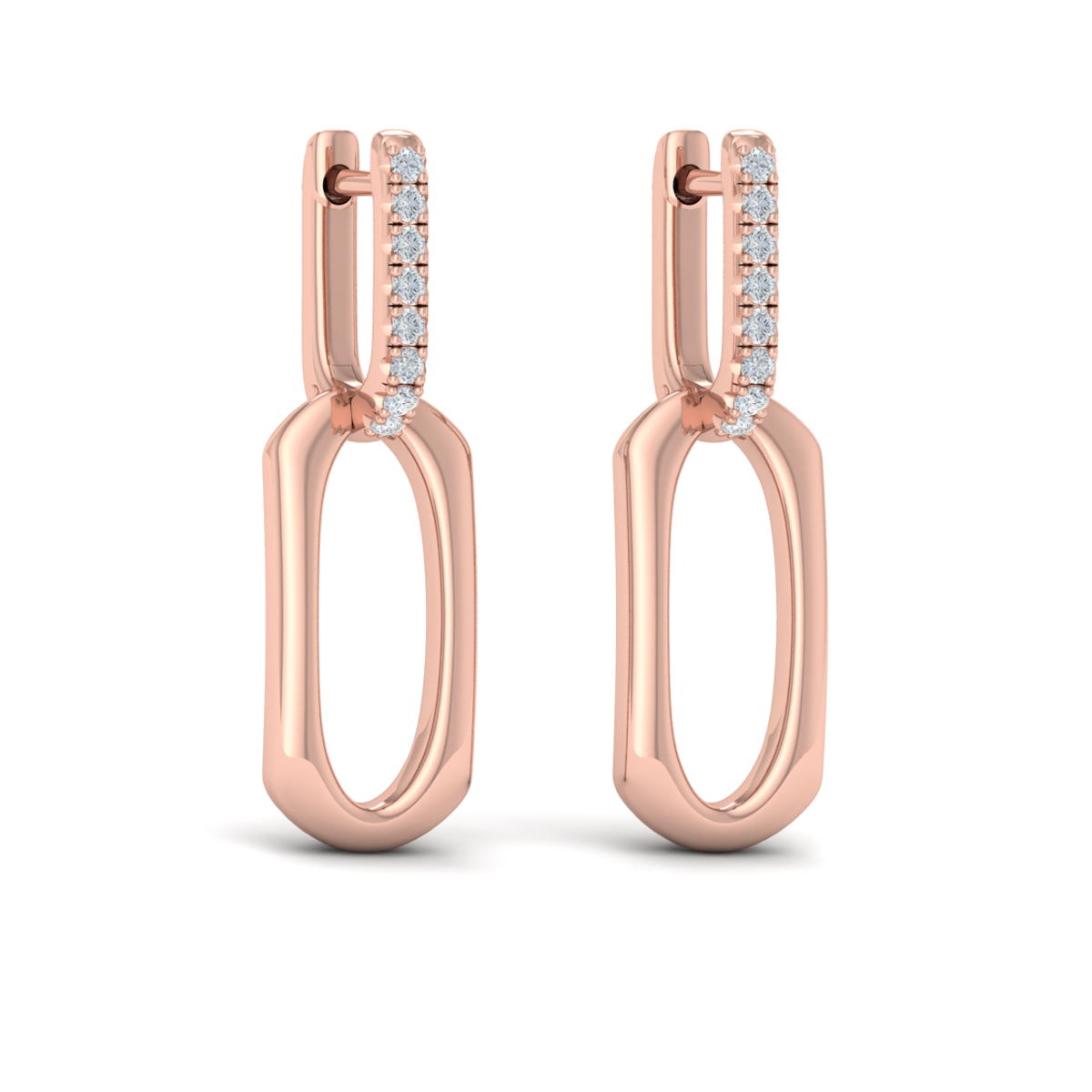 Diamond Accent North South Open Oval Pendant Link Earrings
