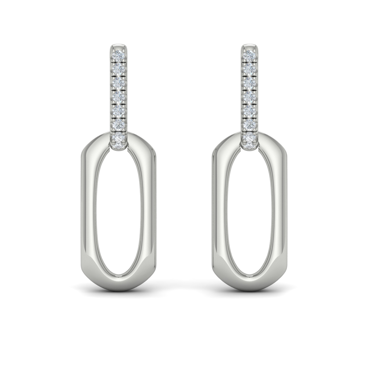 Diamond Accent North South Open Oval Pendant Link Earrings