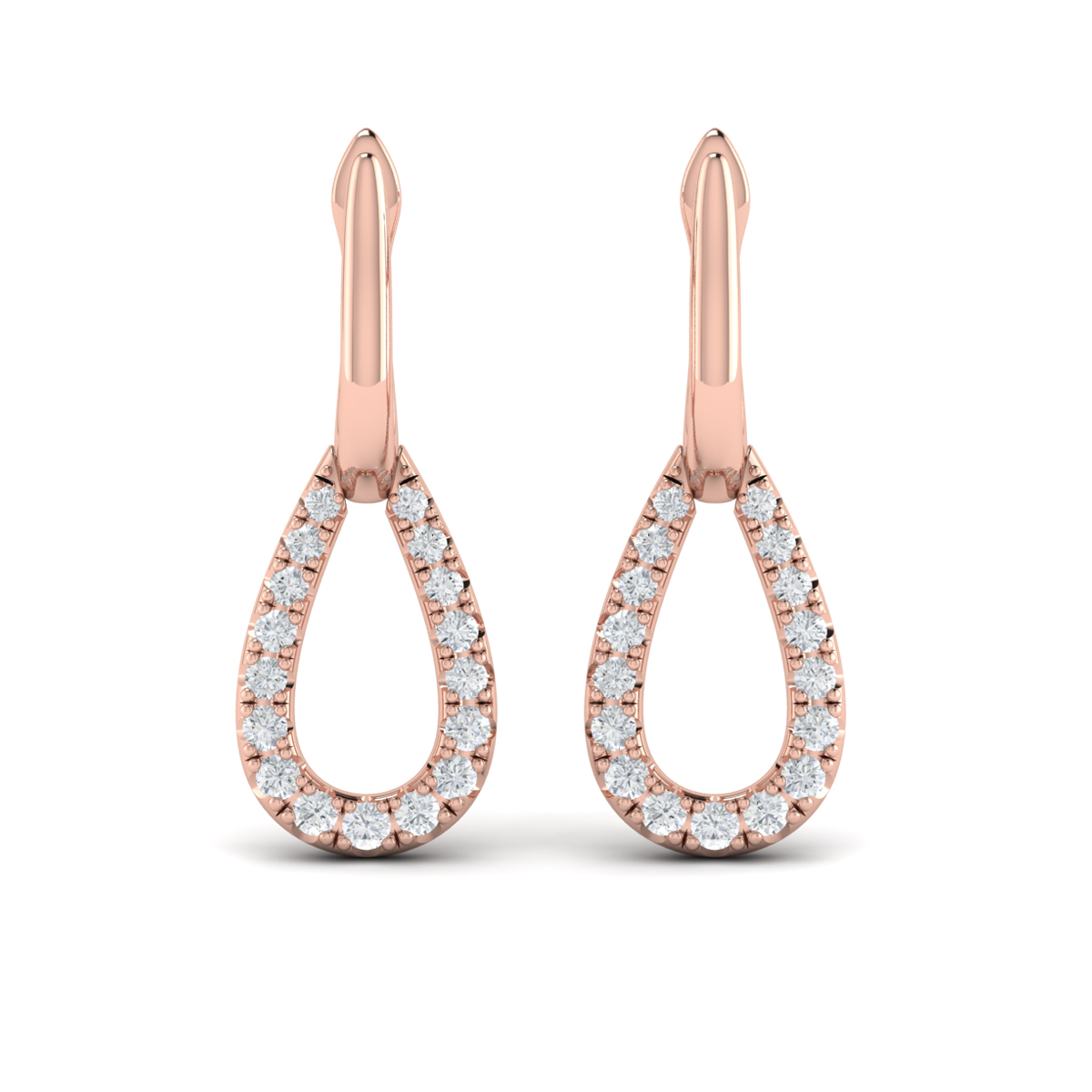 Diamond Open Tear Drop Link Earrings
