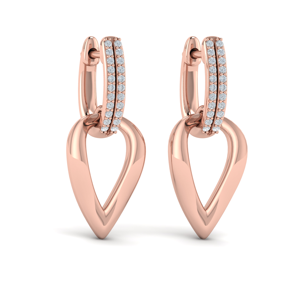 Diamond Accent Open Tear Drop Link Earrings