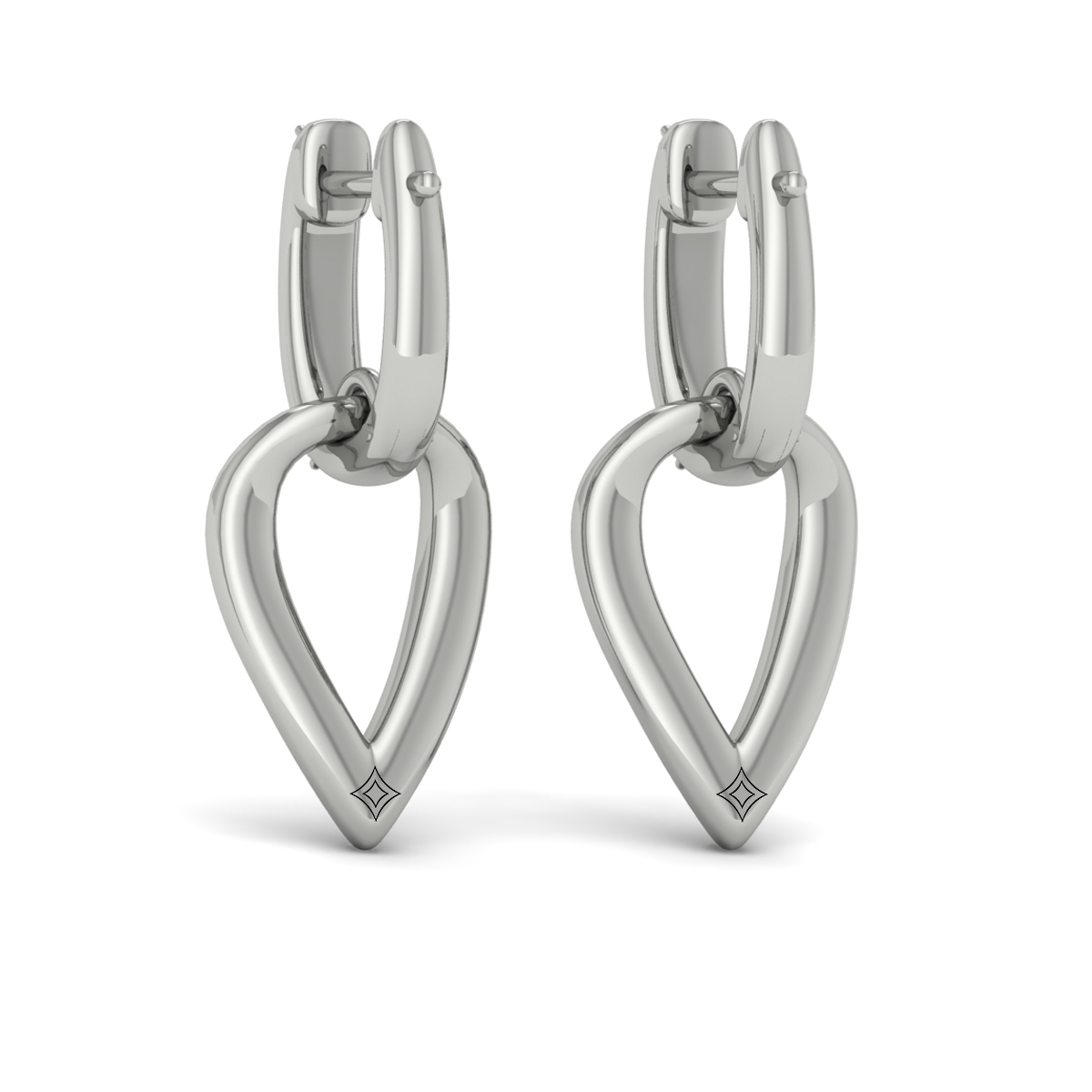 Diamond Accent Open Tear Drop Link Earrings