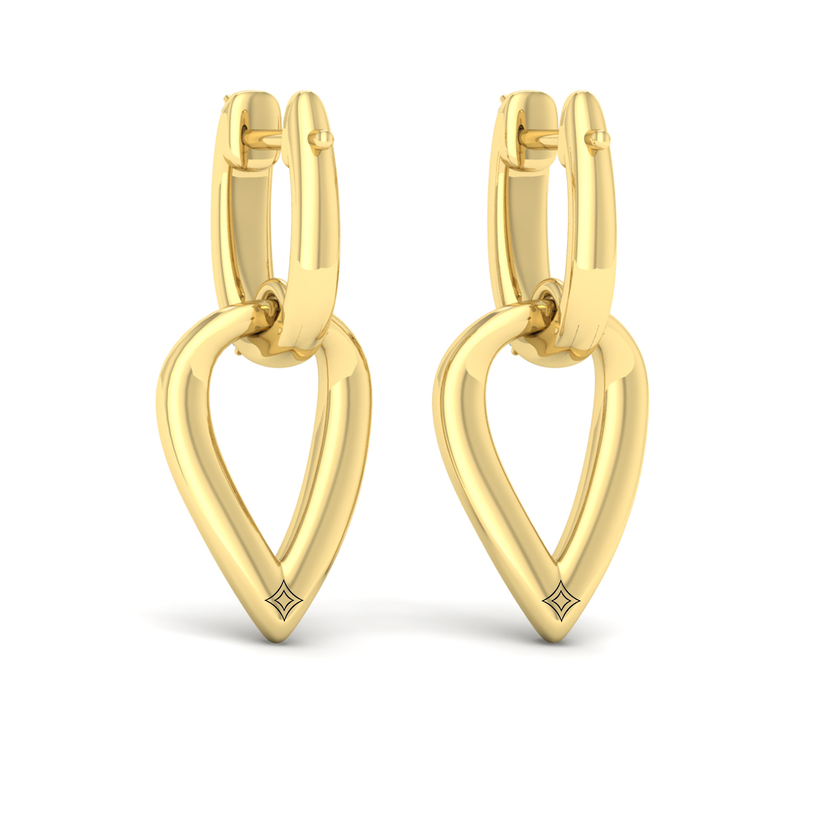 Diamond Accent Open Tear Drop Link Earrings