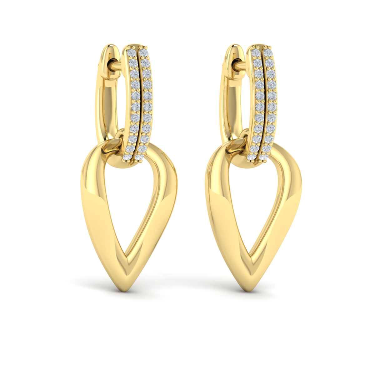 Diamond Accent Open Tear Drop Link Earrings
