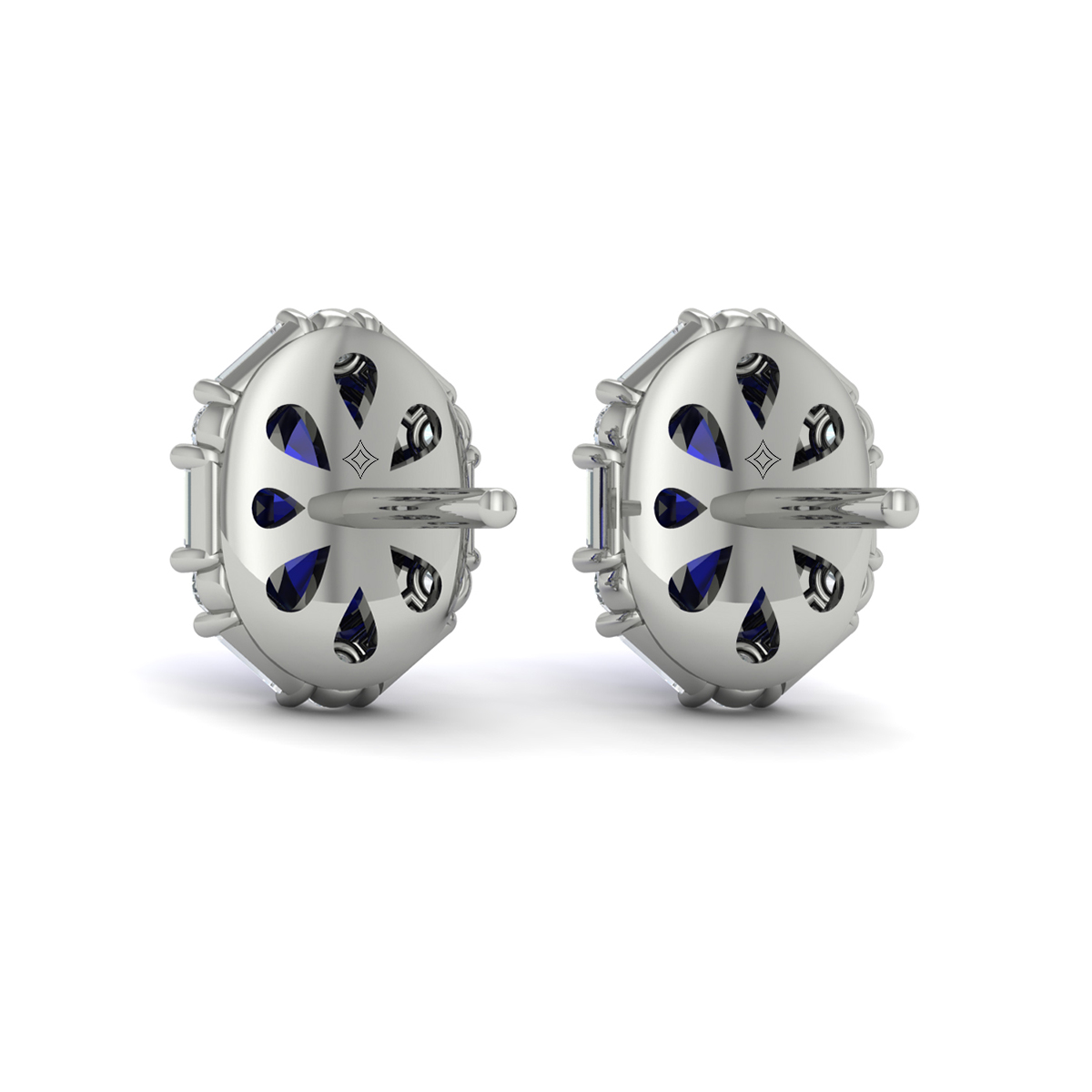 Oval Sapphire and Diamond Baguette Earrings