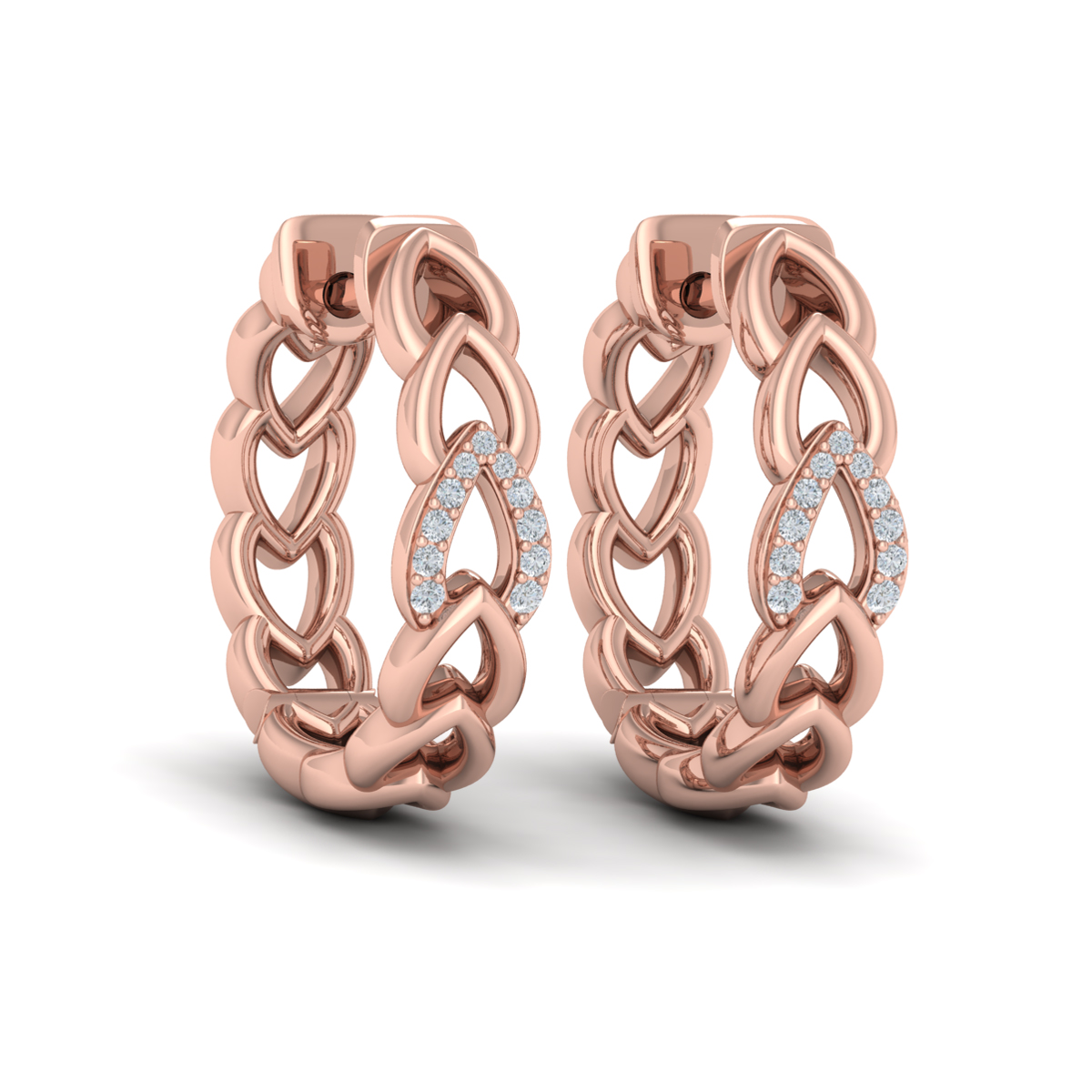 Diamond Accent Open Multi Tear Drop Link Earrings