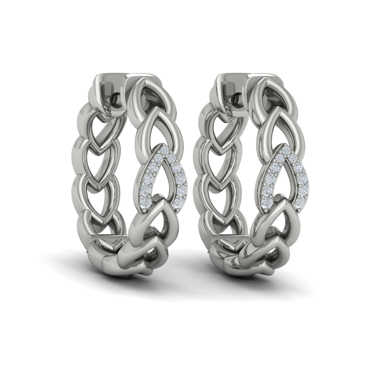 Diamond Accent Open Multi Tear Drop Link Earrings