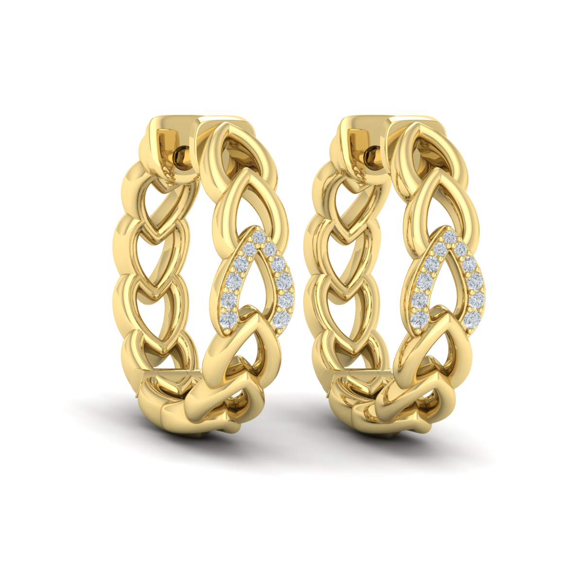 Diamond Accent Open Multi Tear Drop Link Earrings