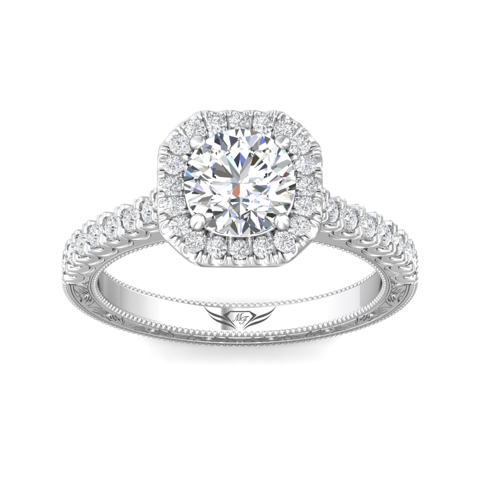 14K White Gold Asscher Cut Diamond Engagement Ring