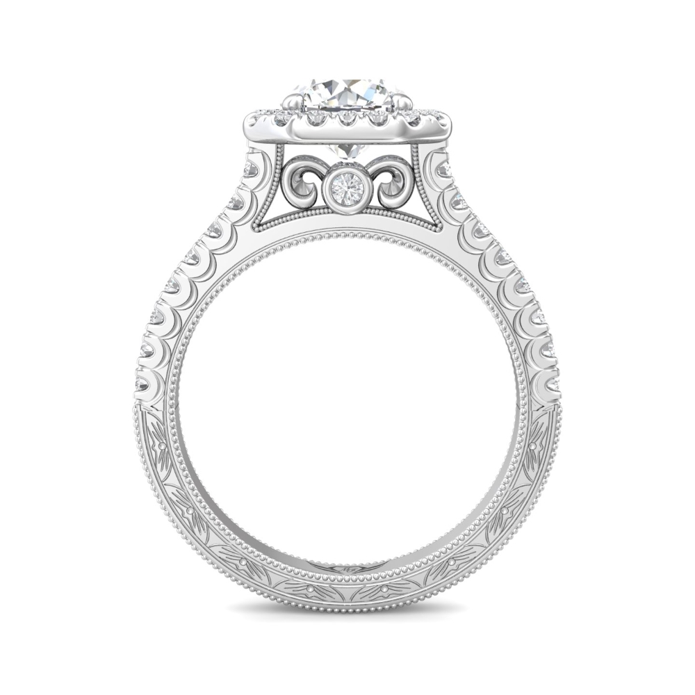 14K White Gold Asscher Cut Diamond Engagement Ring