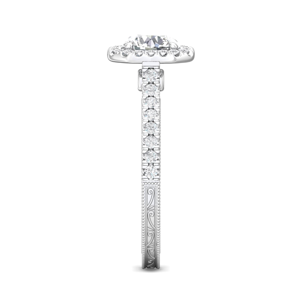 14K White Gold Asscher Cut Diamond Engagement Ring