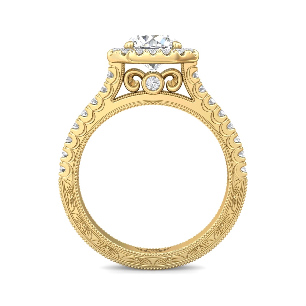 14K Yellow Gold Asscher Cut Diamond Engagement Ring