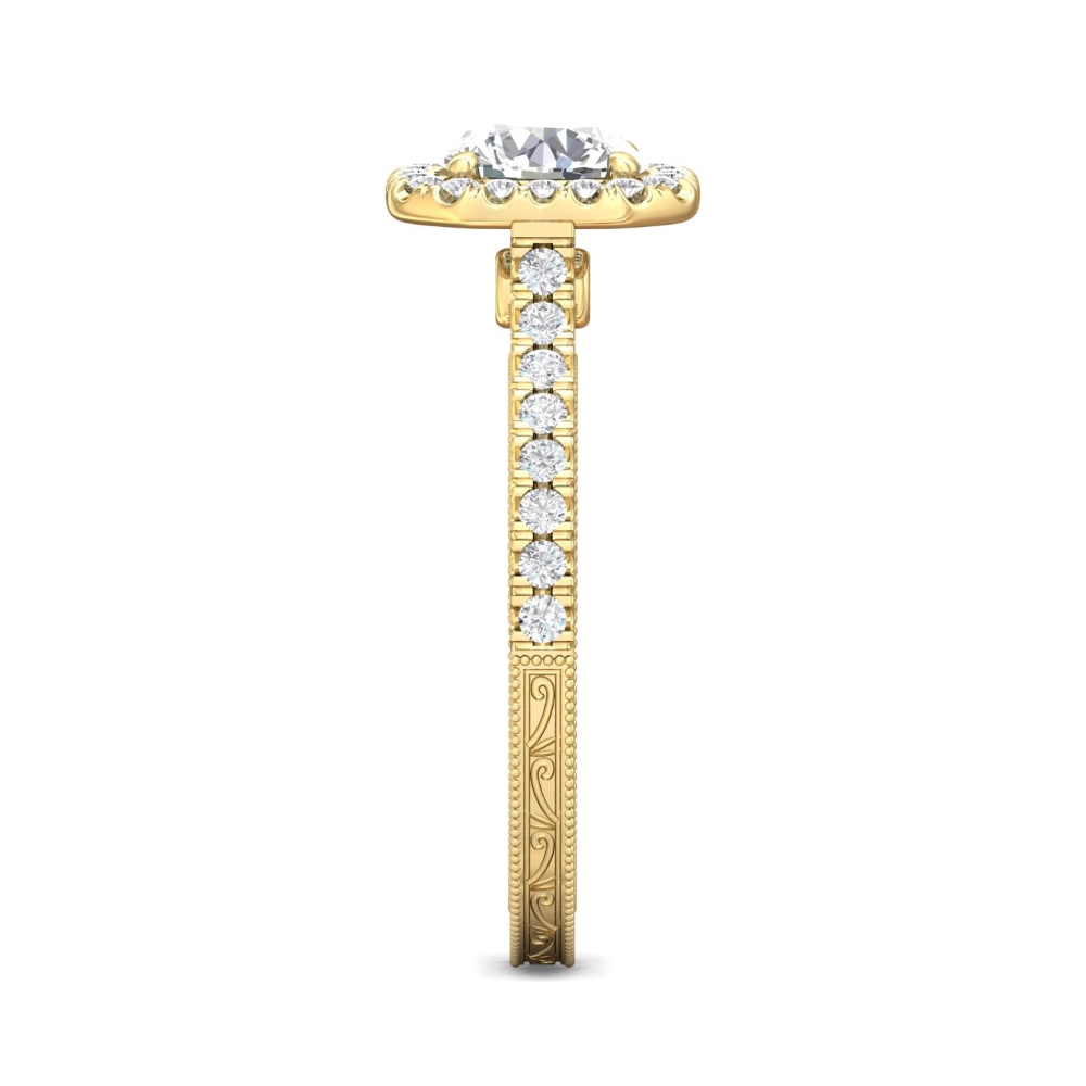 14K Yellow Gold Asscher Cut Diamond Engagement Ring
