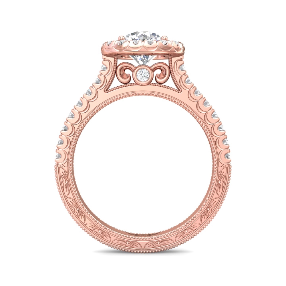 14K Rose Gold Cushion Diamond Engagement Ring
