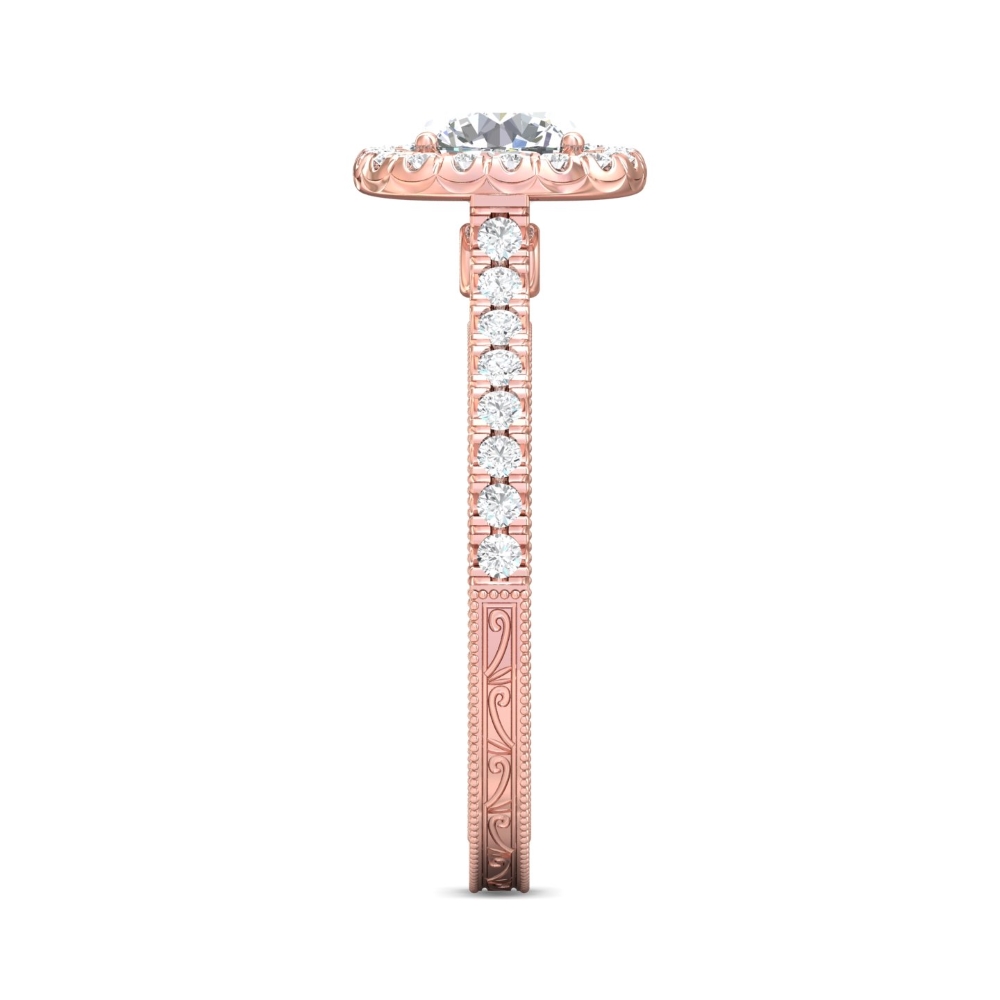 14K Rose Gold Cushion Diamond Engagement Ring
