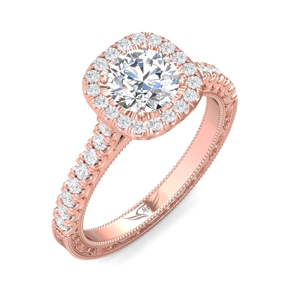14K Rose Gold Cushion Diamond Engagement Ring