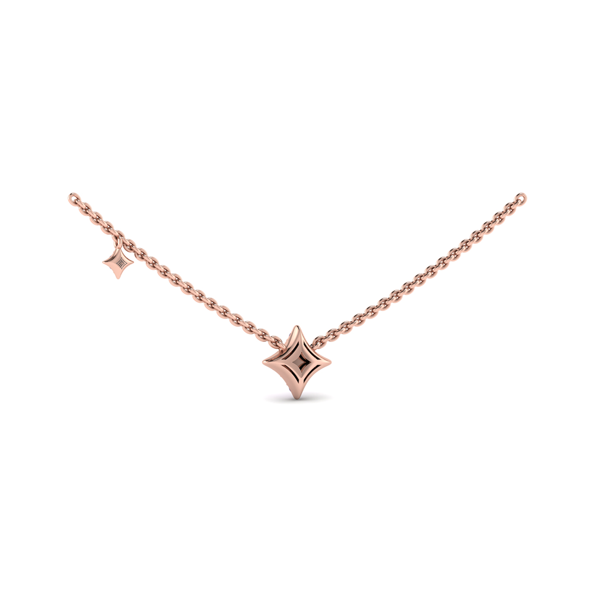 Diamond Cluster Vlora Star Double Pendant Necklace