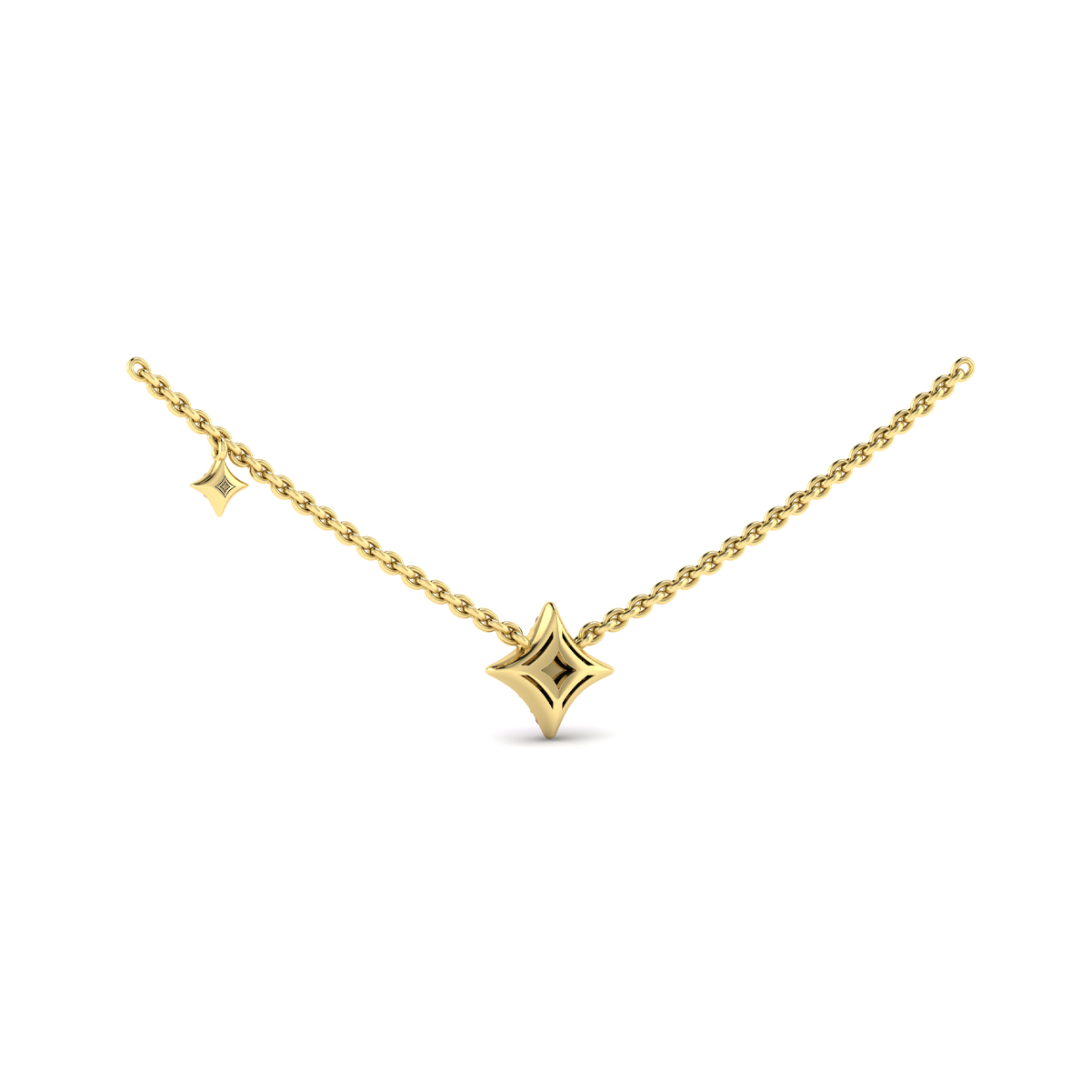 Diamond Cluster Vlora Star Double Pendant Necklace