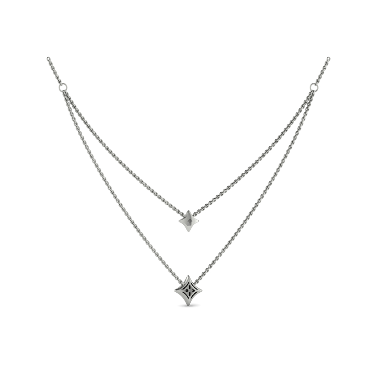 Two Row Diamond Vlora Star Pendant Necklace