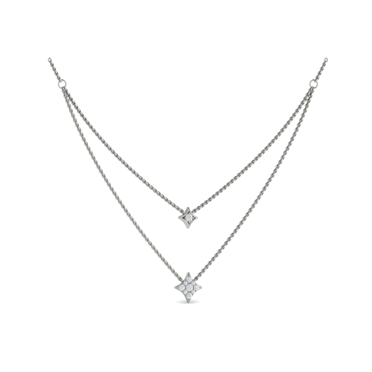 Two Row Diamond Vlora Star Pendant Necklace