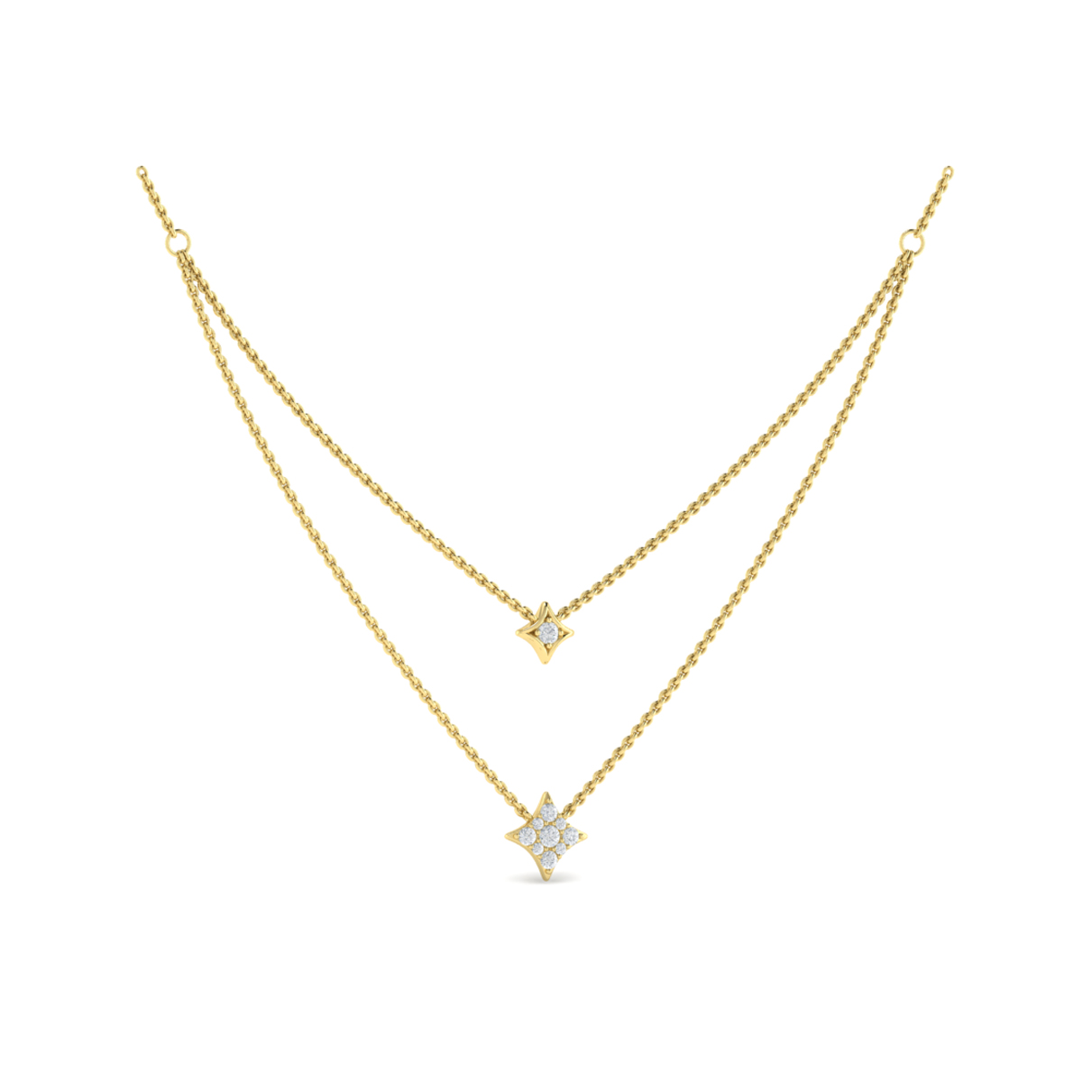 Two Row Diamond Vlora Star Pendant Necklace