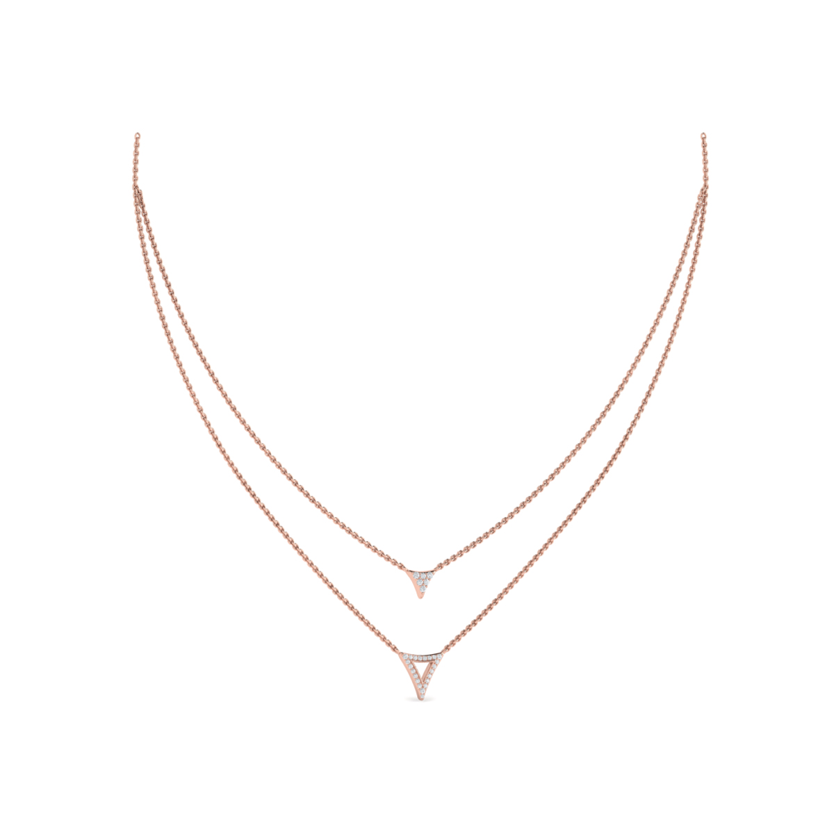 Diamond Open Trinity Two Row Necklace