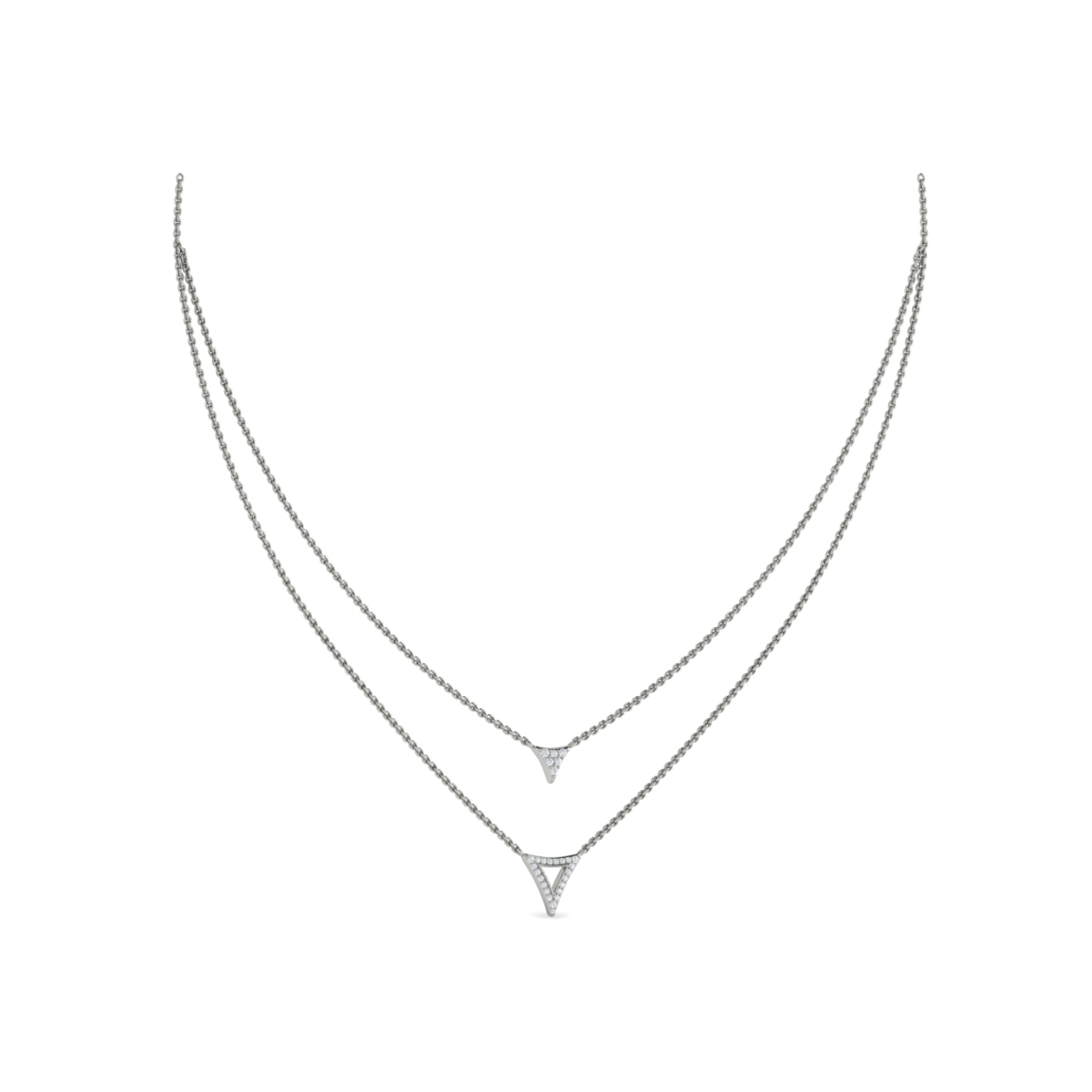 Diamond Open Trinity Two Row Necklace