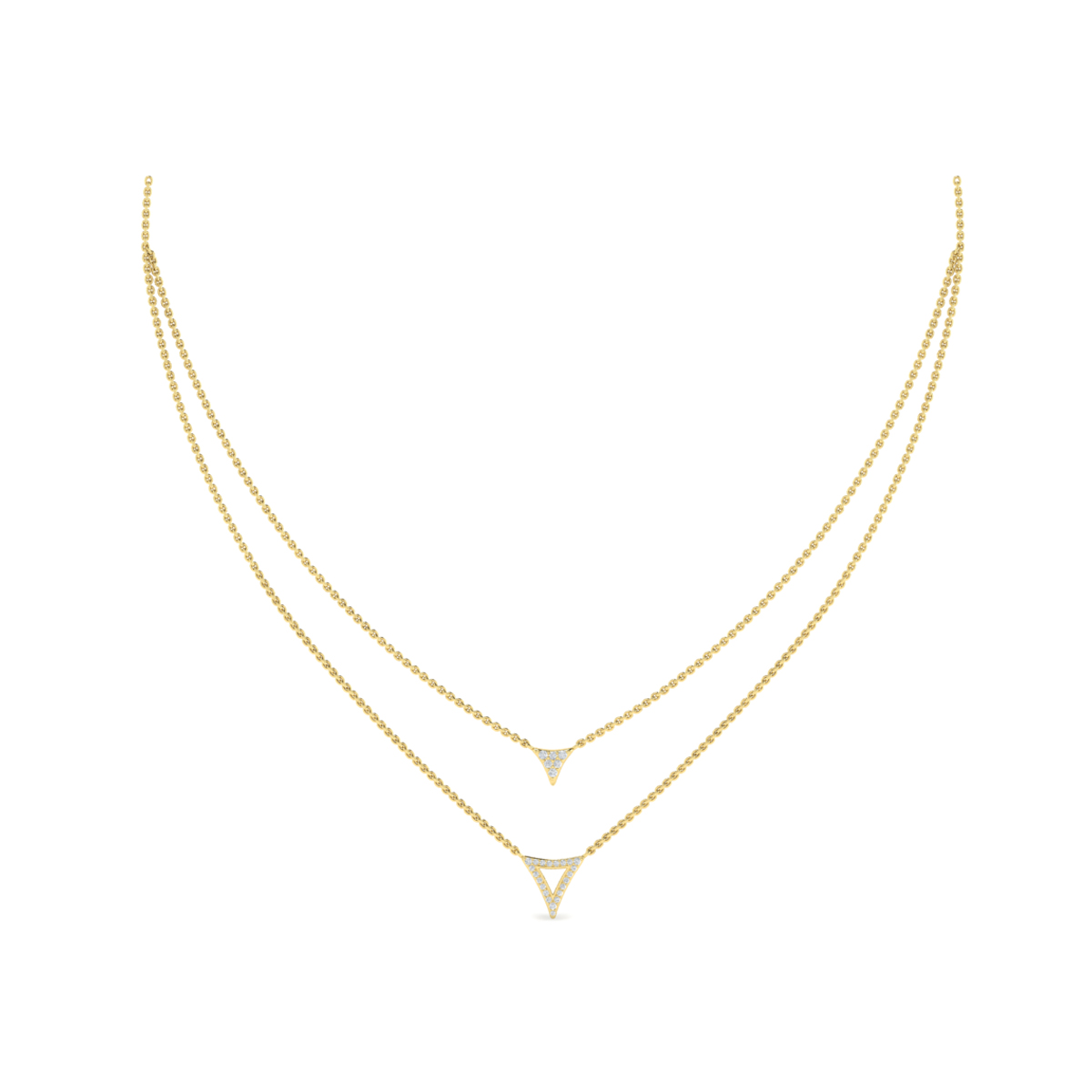 Diamond Open Trinity Two Row Necklace