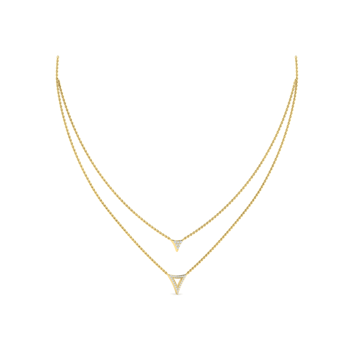 Diamond Open Trinity Two Row Necklace