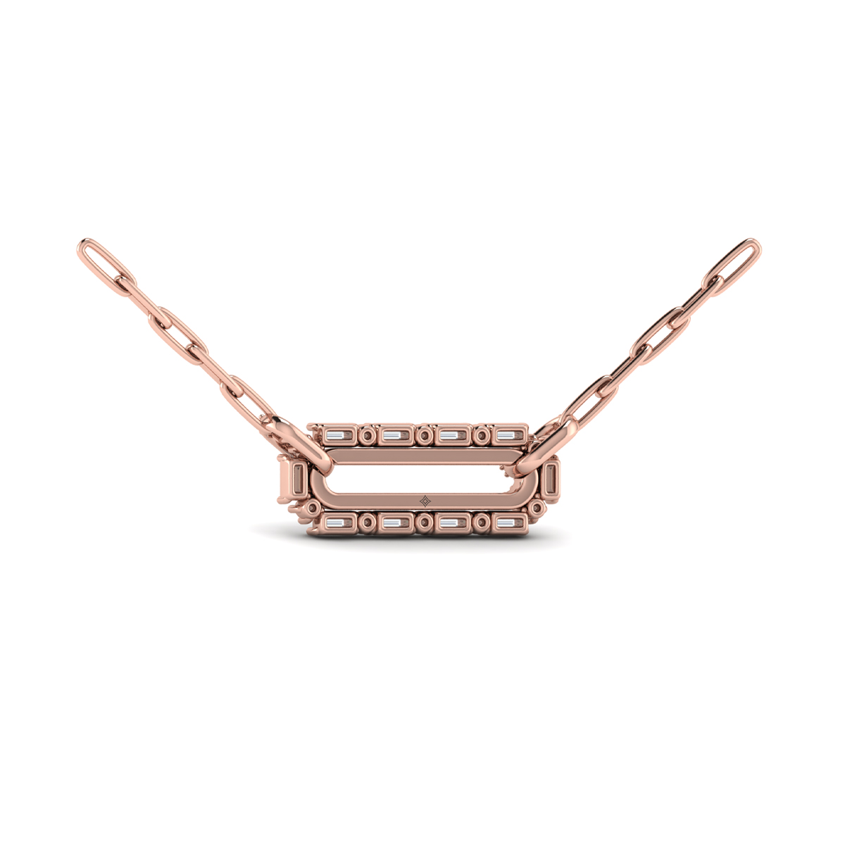Diamond Baguette Double Row Link Necklace