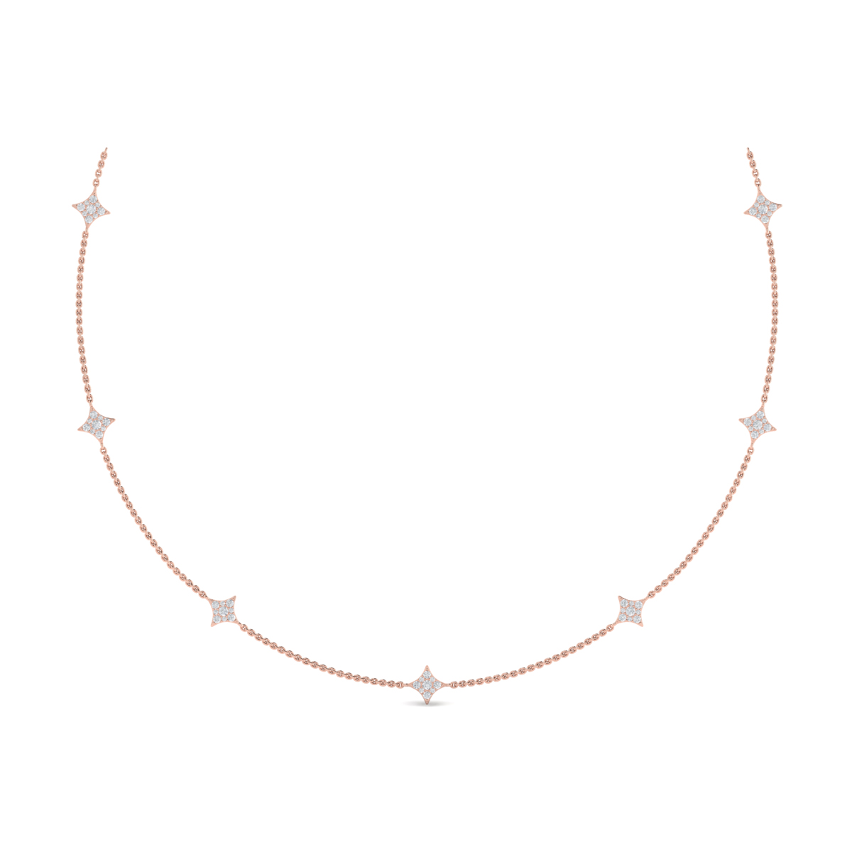 Diamond Cluster Multi Vlora Star Pendant Necklace