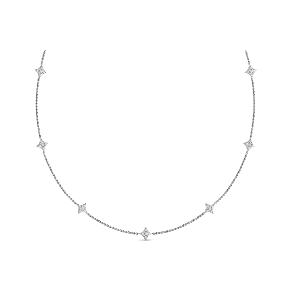Diamond Cluster Multi Vlora Star Pendant Necklace
