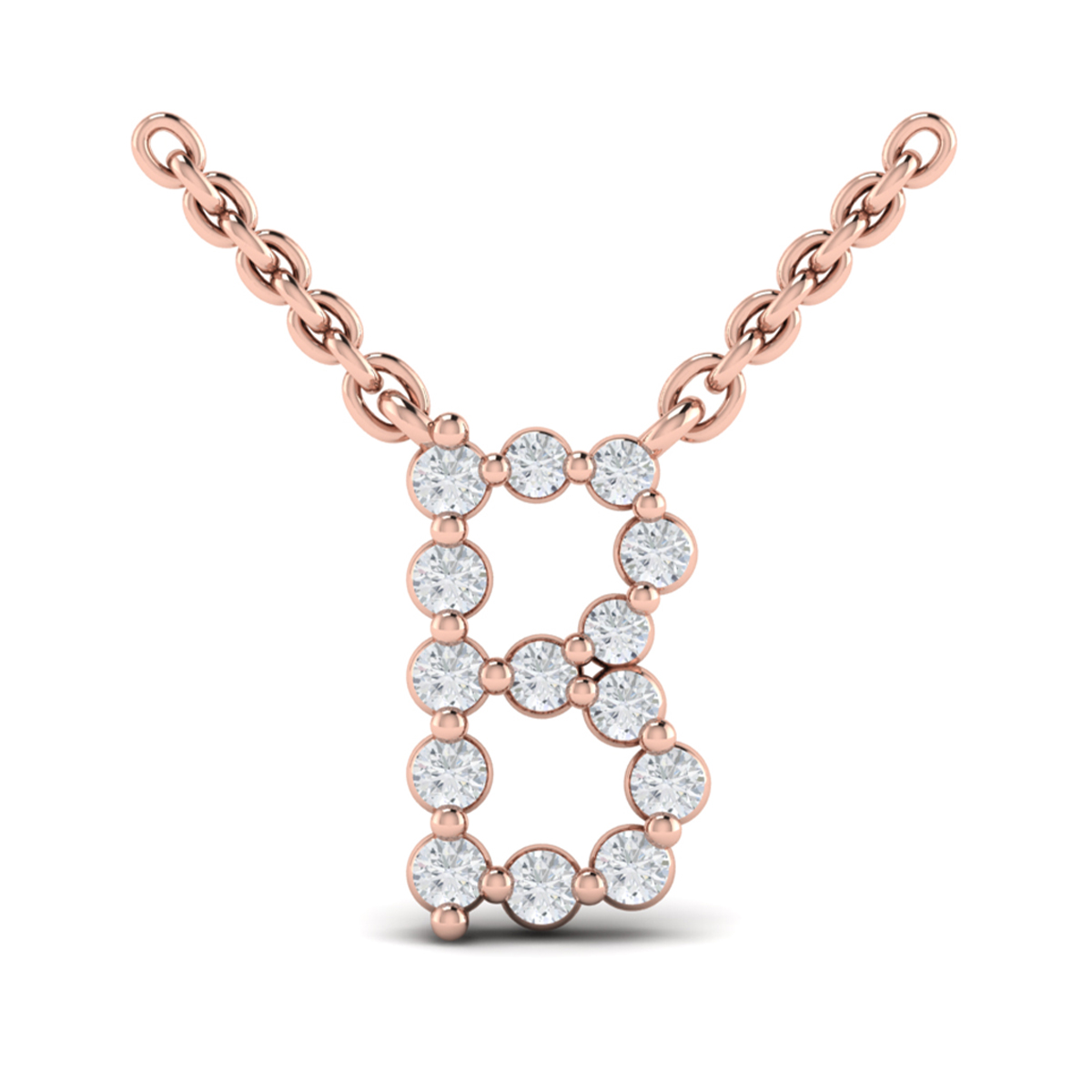 Diamond Alphabet Pendant Necklace, B