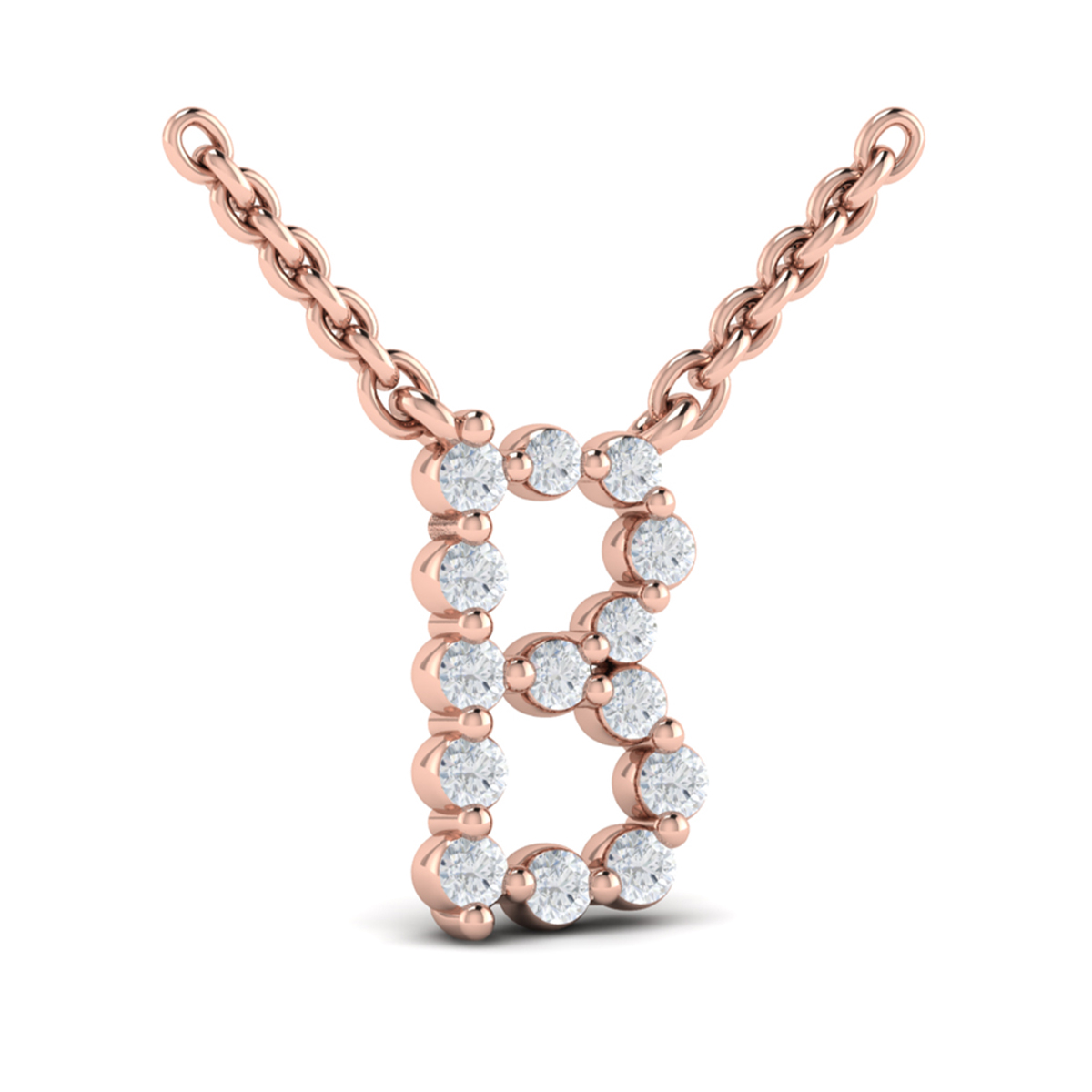 Diamond Alphabet Pendant Necklace, B