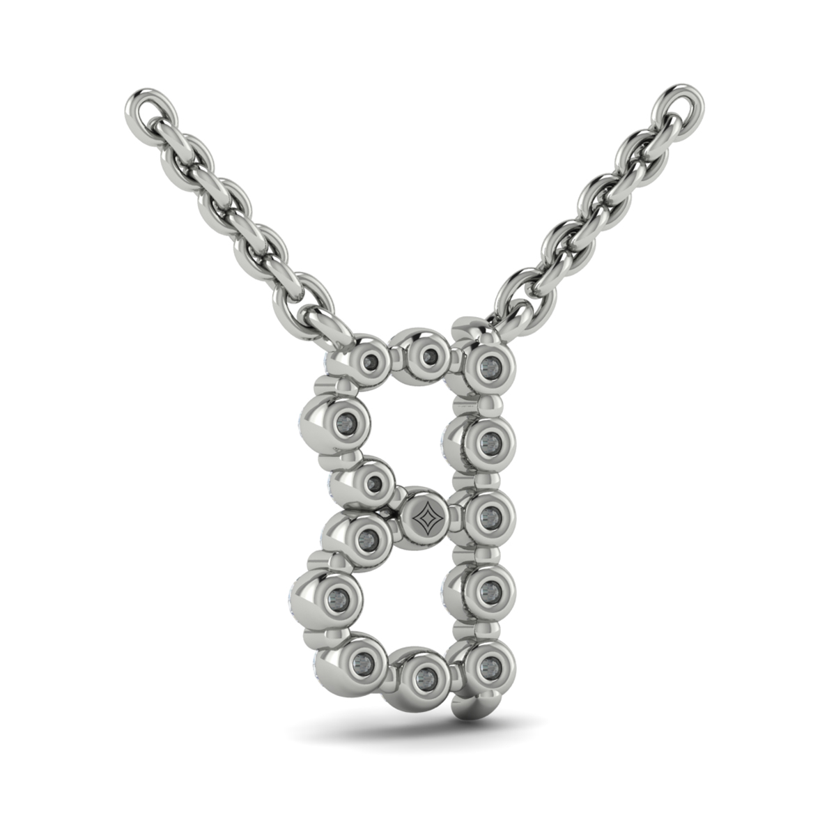 Diamond Alphabet Pendant Necklace, B
