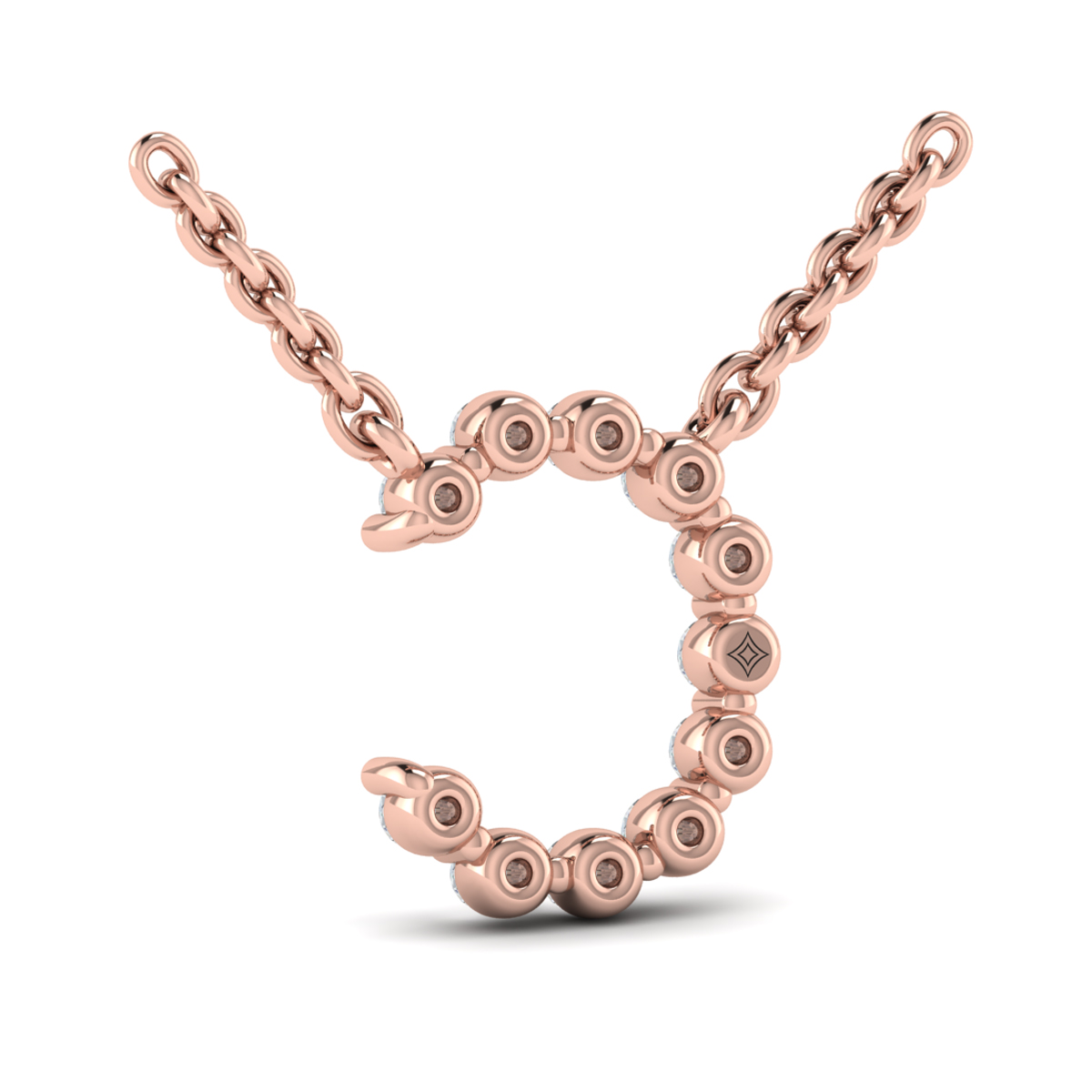 Diamond Alphabet Pendant Necklace, C