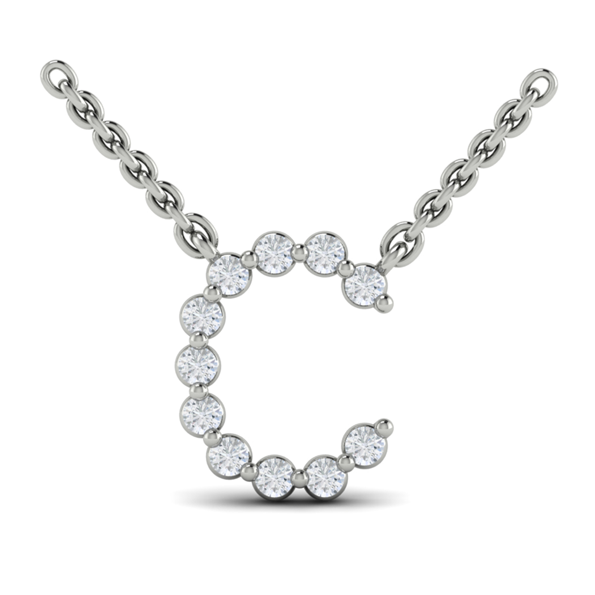 Diamond Alphabet Pendant Necklace, C