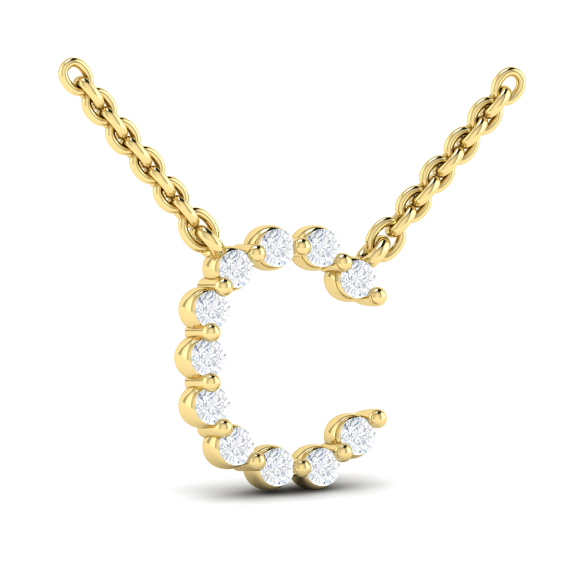 Diamond Alphabet Pendant Necklace, C