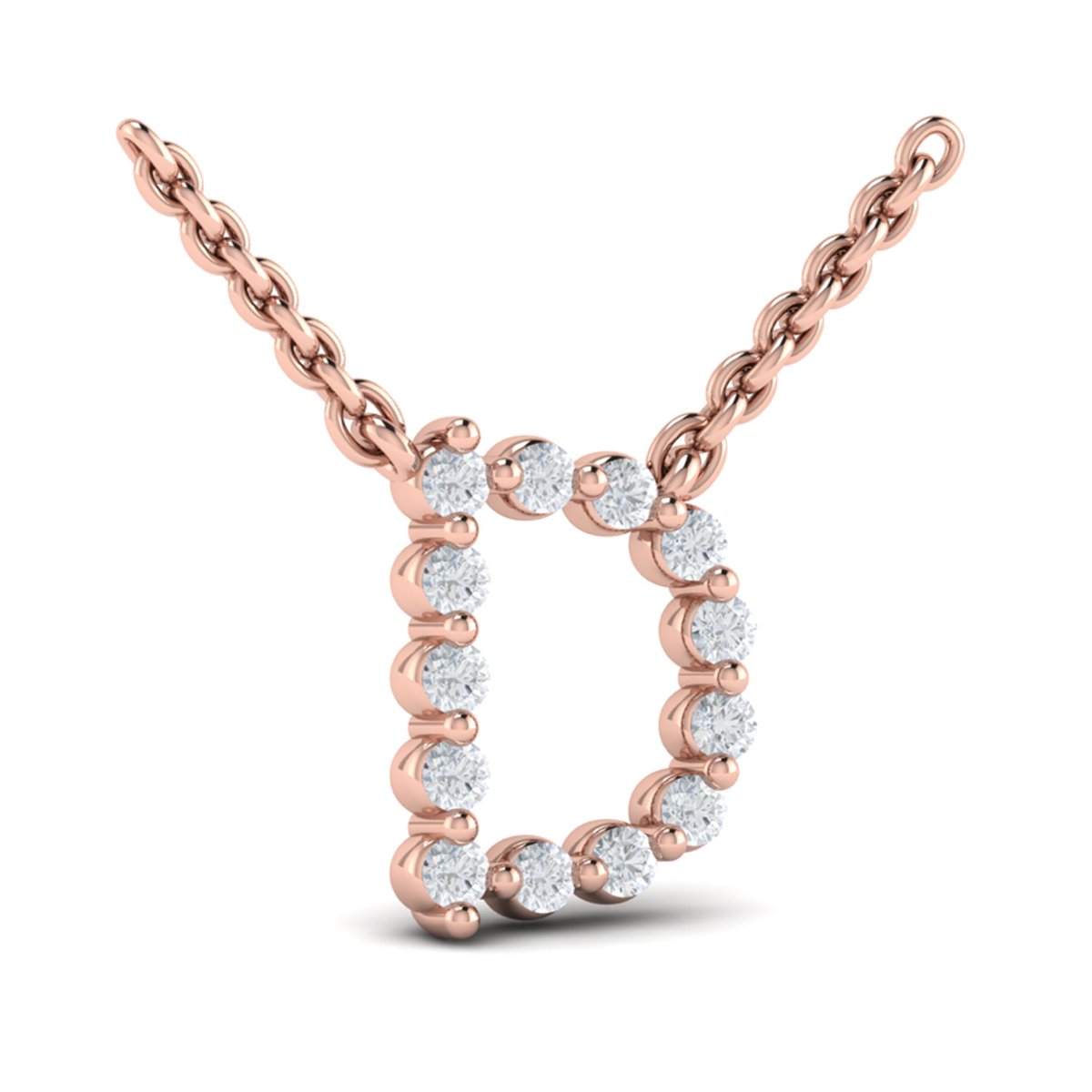 Diamond Alphabet Pendant Necklace, D