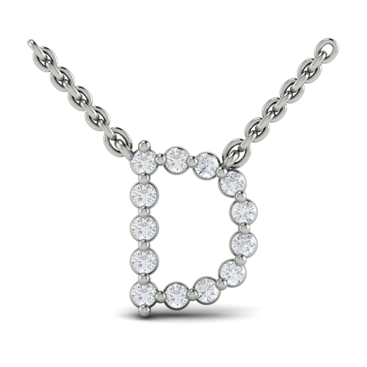 Diamond Alphabet Pendant Necklace, D