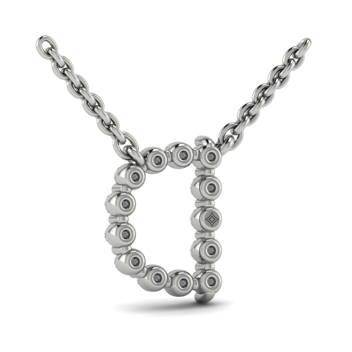 Diamond Alphabet Pendant Necklace, D