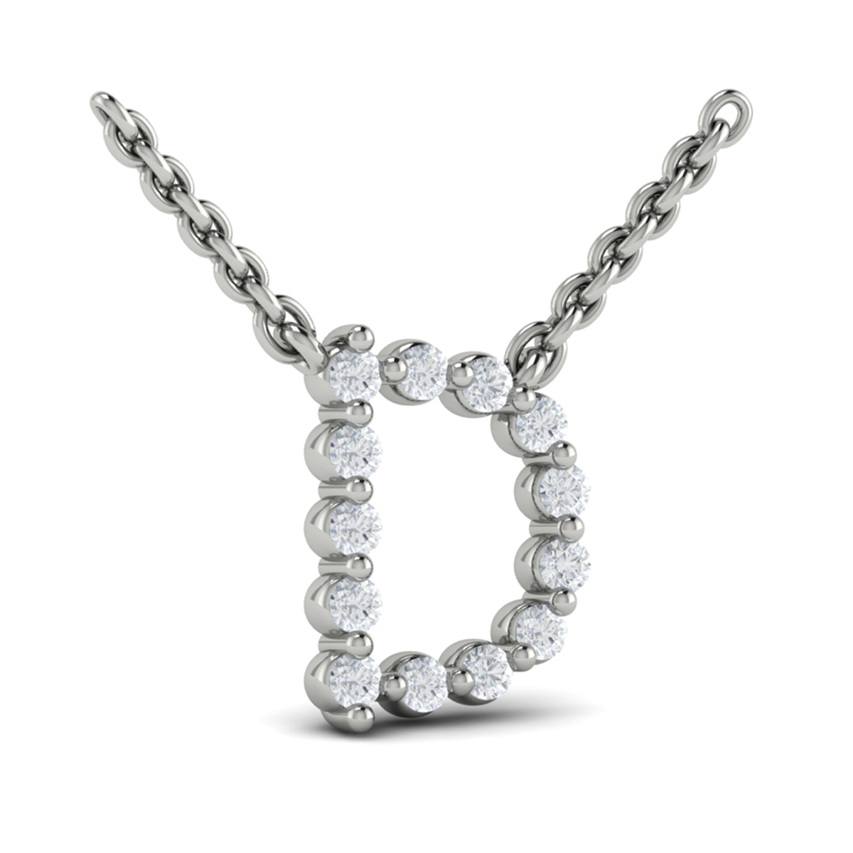 Diamond Alphabet Pendant Necklace, D