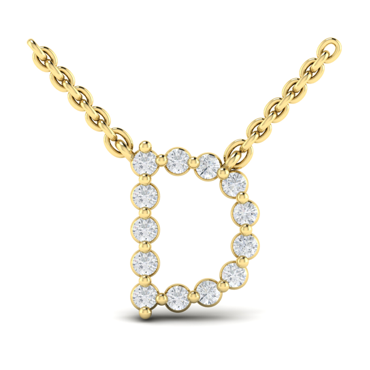 Diamond Alphabet Pendant Necklace, D