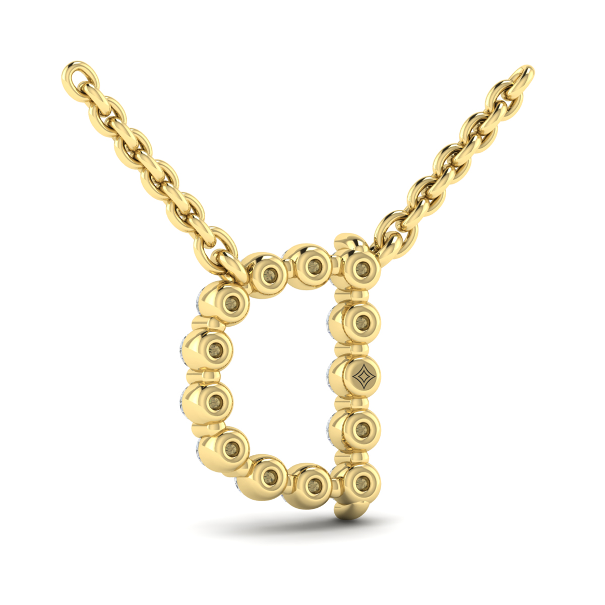 Diamond Alphabet Pendant Necklace, D