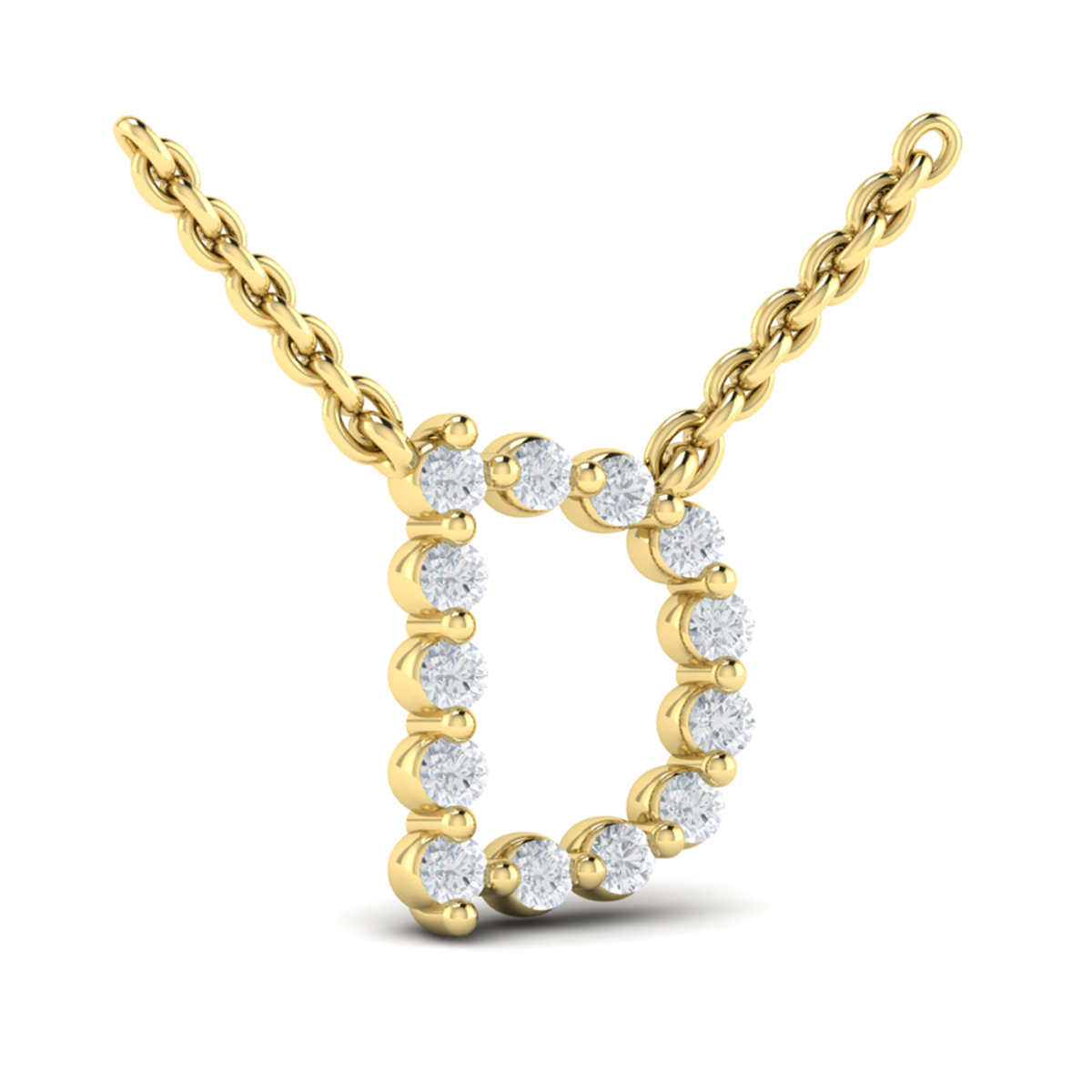Diamond Alphabet Pendant Necklace, D