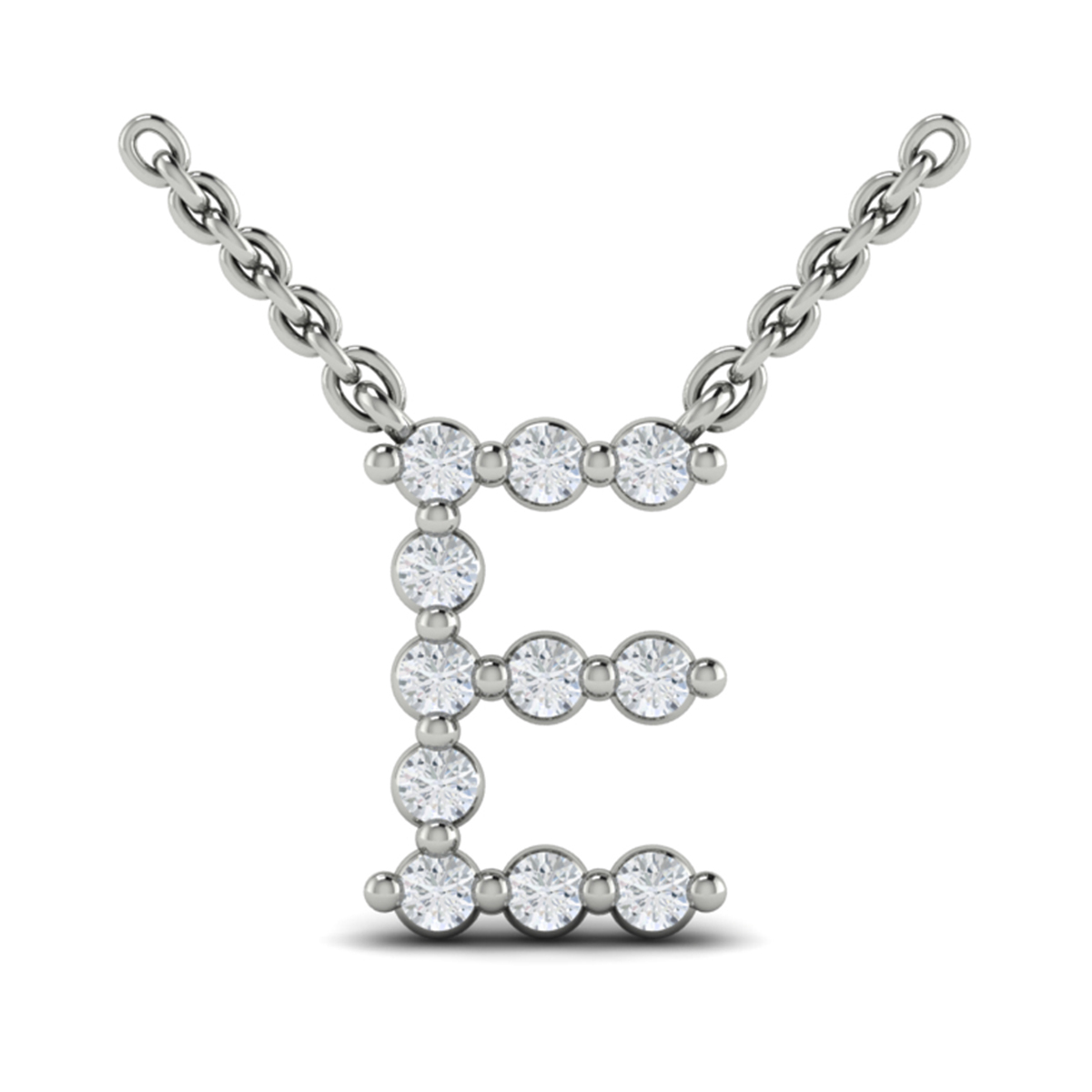 Diamond Alphabet Pendant Necklace, E