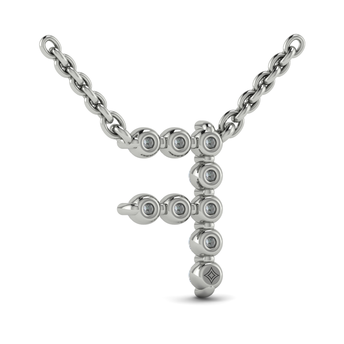 Diamond Alphabet Pendant Necklace, F