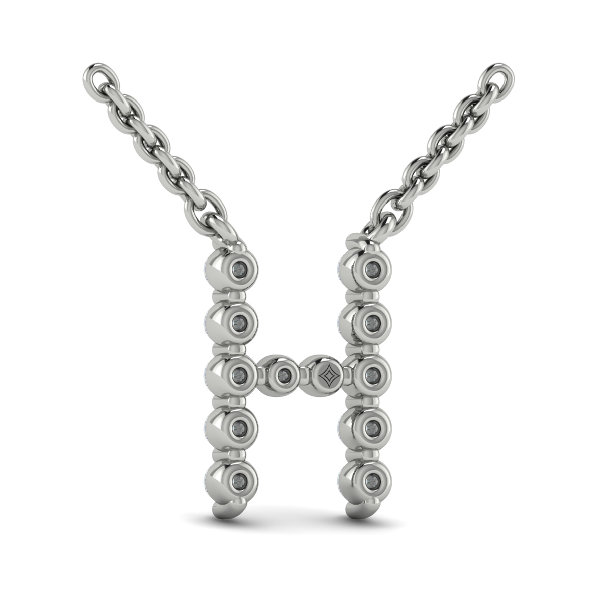 Diamond Alphabet Pendant Necklace, H
